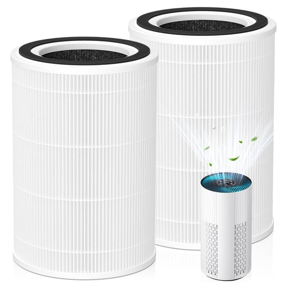 Filtre de Remplacement HAP604 pour Purificateur d'Air ECOSELF HAP604, Filtre à Air 3-en-1 avec HEPA et Charbon Actif, Lot de 2, Blanc
