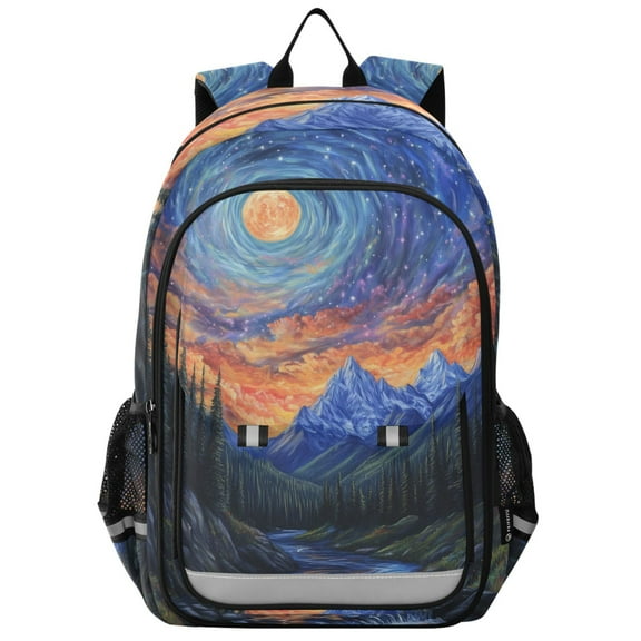 FORMRS Unisex School Backpack 17" Student Travel Bag with Laptop Compartment, Mountains and Forests