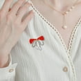thumbnail image 3 of Minkissy Minimalist Chic Design Bow Tie Brooch With Red Rhinestone For Various Occasions 1Pcs, 3 of 8