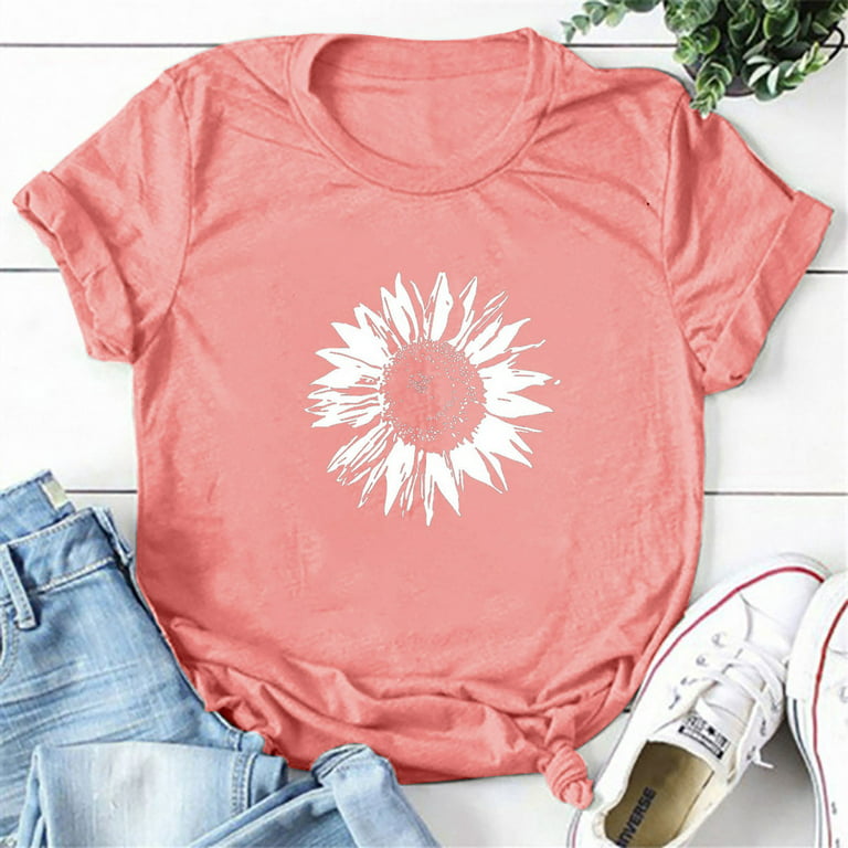Taday Deals! T Shirts for Women T Shirts for Women T-Shirts Graphic Orange  Shirts for Women Cute Clothes for Teen Girls Tops for Teens Summer Stuff