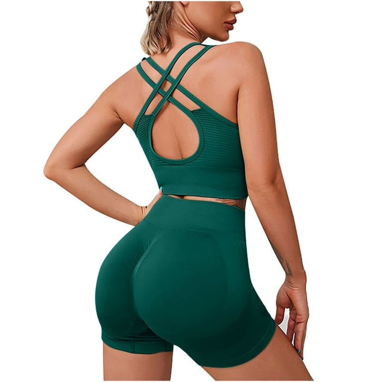 REORIAFEE Women Ladies 2 Piece Outfits Plus Size Suit Comfy Lounge Set Country  Concert Outfit Women's Casual Seamless Knit Sports Yoga Buttock Lifting  Tight Fitness Clothing Two Piece Set Green L 