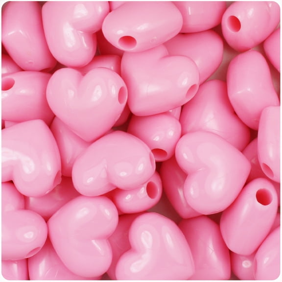 BeadTin Baby Pink Opaque 18mm Heart Pony Beads (24pcs)