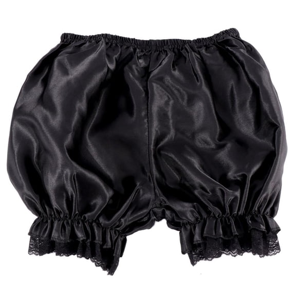 Lerpwige Women Imitation Silk Bloomers Ruffles Lace Trim Panties Victorian Pumpkin Shorts