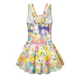 thumbnail image 2 of COEQINE Soft Stretchy Girls One Piece Swimsuit, Tank Neck Tankini Style with Full Coverage Skirt and Wide Straps, Beach Bathing Suit for Girls 8-9 Years, Easter Bunny Egg Chick Daisy, 2 of 8