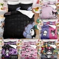 thumbnail image 2 of Sanrio Kuromi Bedding Set Cute Bed Quilt Cover Pillow Case Household Single Double Three Piece Set Children Cartoon Anima Gift, 2 of 9