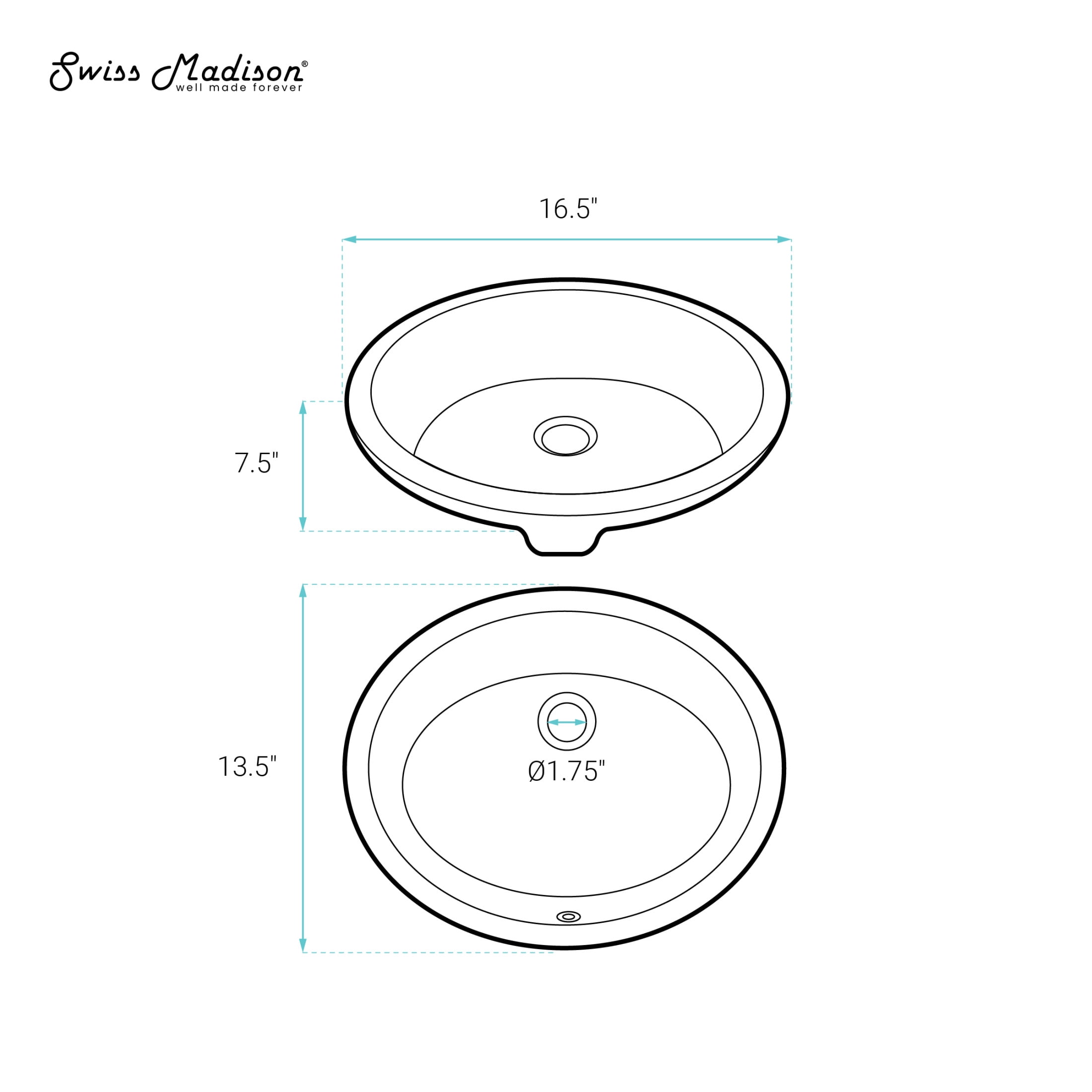 Plaisir 16.5" Ceramic Undermount Bathroom Sink in Matte Black