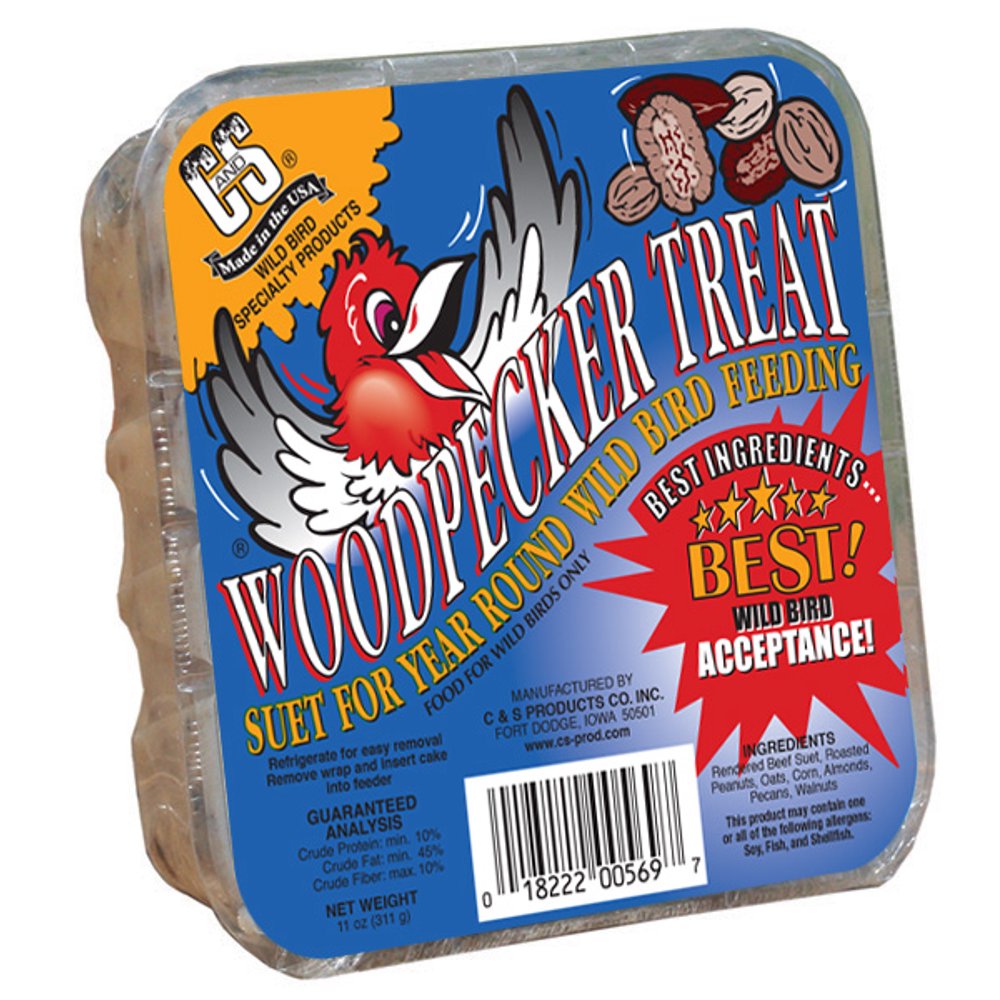 C&S Products Woodpecker Treat Suet, For Year Round Feeding, 11 oz Cake, Wild Bird Food Walmart