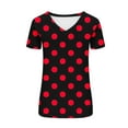 thumbnail image 5 of Women's Fashion Casual Loose Blouse, Polka Dot Print V-Neck Short Sleeve T-Shirt, Stylish Printed Tee for Women, Comfortable V-Neck Casual Top, Trendy Summer Blouse for Daily Wear, 5 of 5