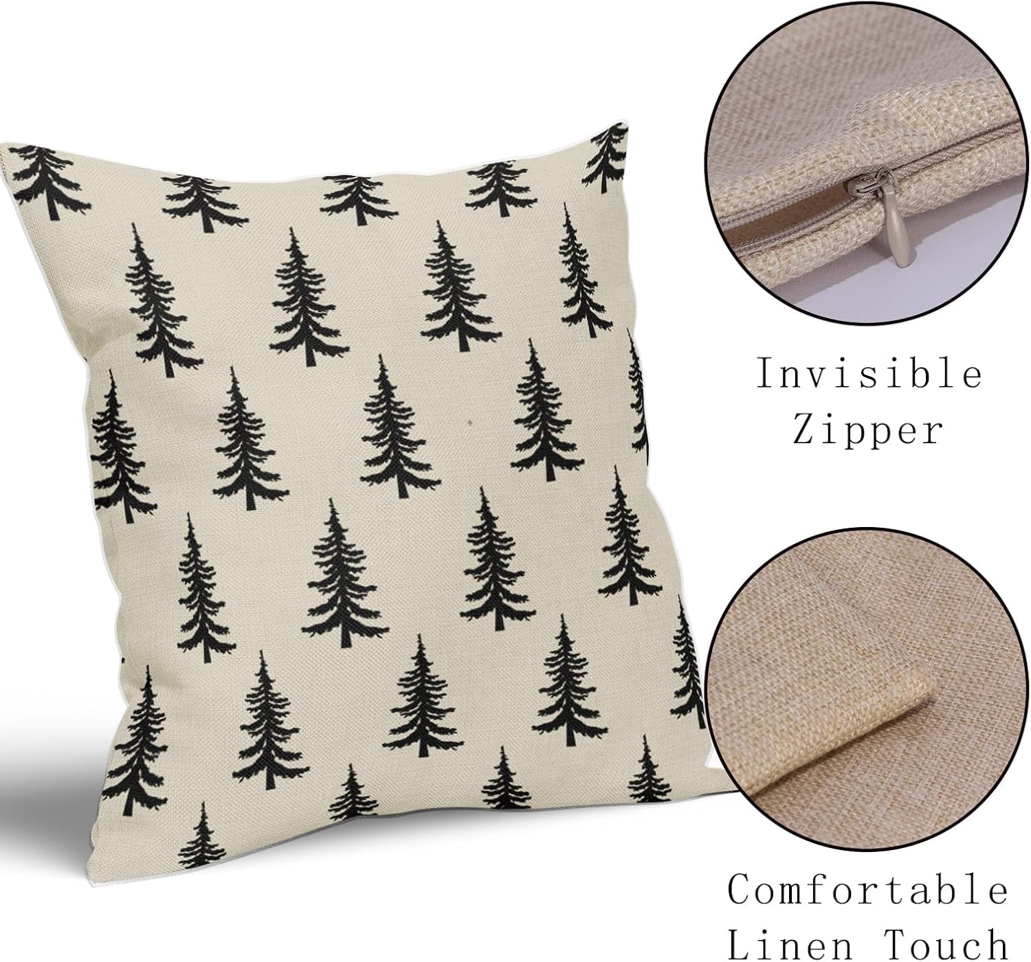 Christmas Tree Pillow Covers 18x18 Set of 2 Red Xmas Rustic Style Winter Print Decorative Outdoor Pillowcases Farmhouse Vintage Holiday Decorations Throw Cushion Case Decor for Couch Sofa Bed