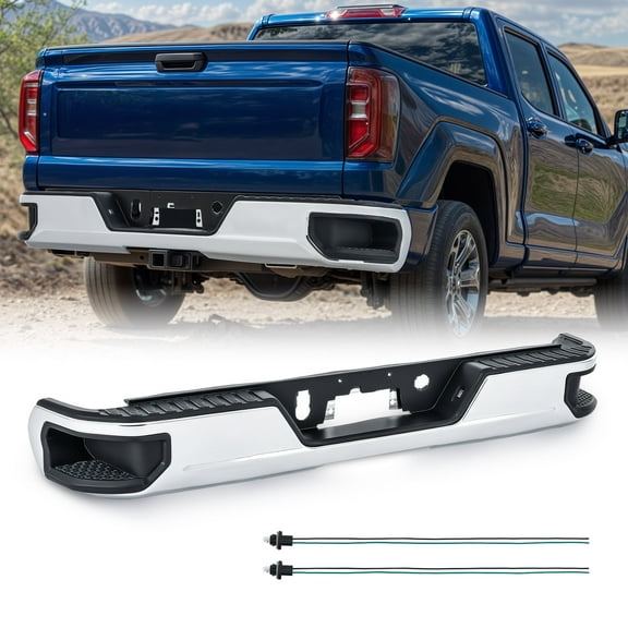 Chrome Rear Bumper Fits 2019-2024 Chevy Silverado GMC Sierra 1500 2500 More