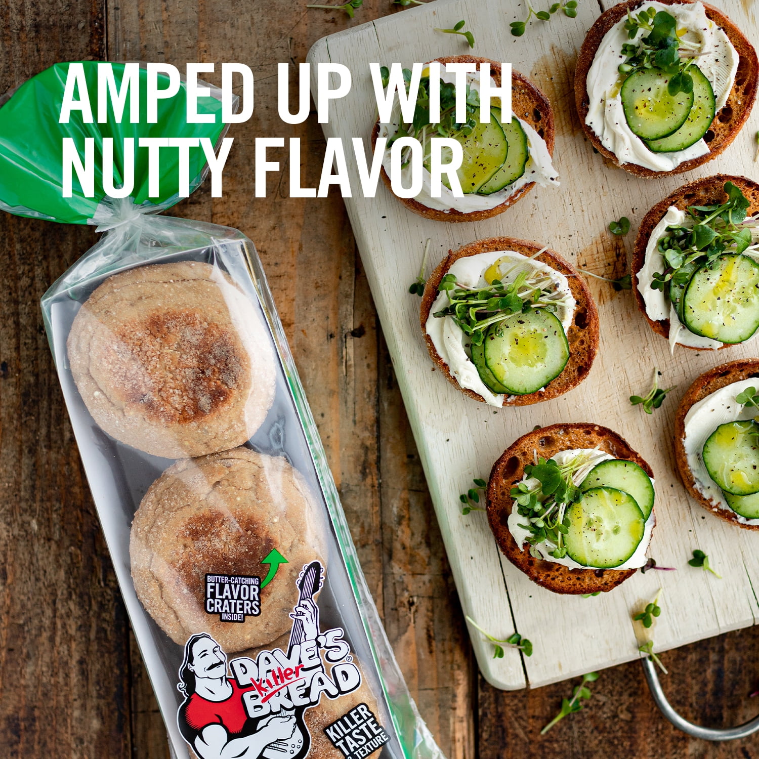 Dave's Killer, Bread Rockin' Grains English Muffins, Organic Whole Grain English Muffins, 6 Count