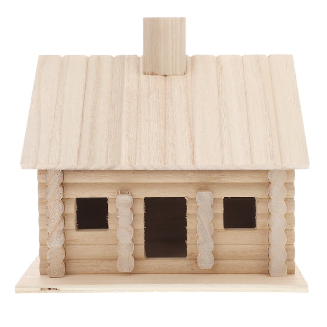 Adorno de cabaña de jardín con forma de balcón, decoración rústica de cabaña, casa de pájaros de madera