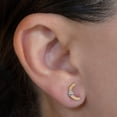 thumbnail image 2 of Aretes de oro 14k GIALLO Broquel GIALLO COLLECTION Arcos de oro amarillo y blanco con cortes diamantados y circonias, 2 of 5
