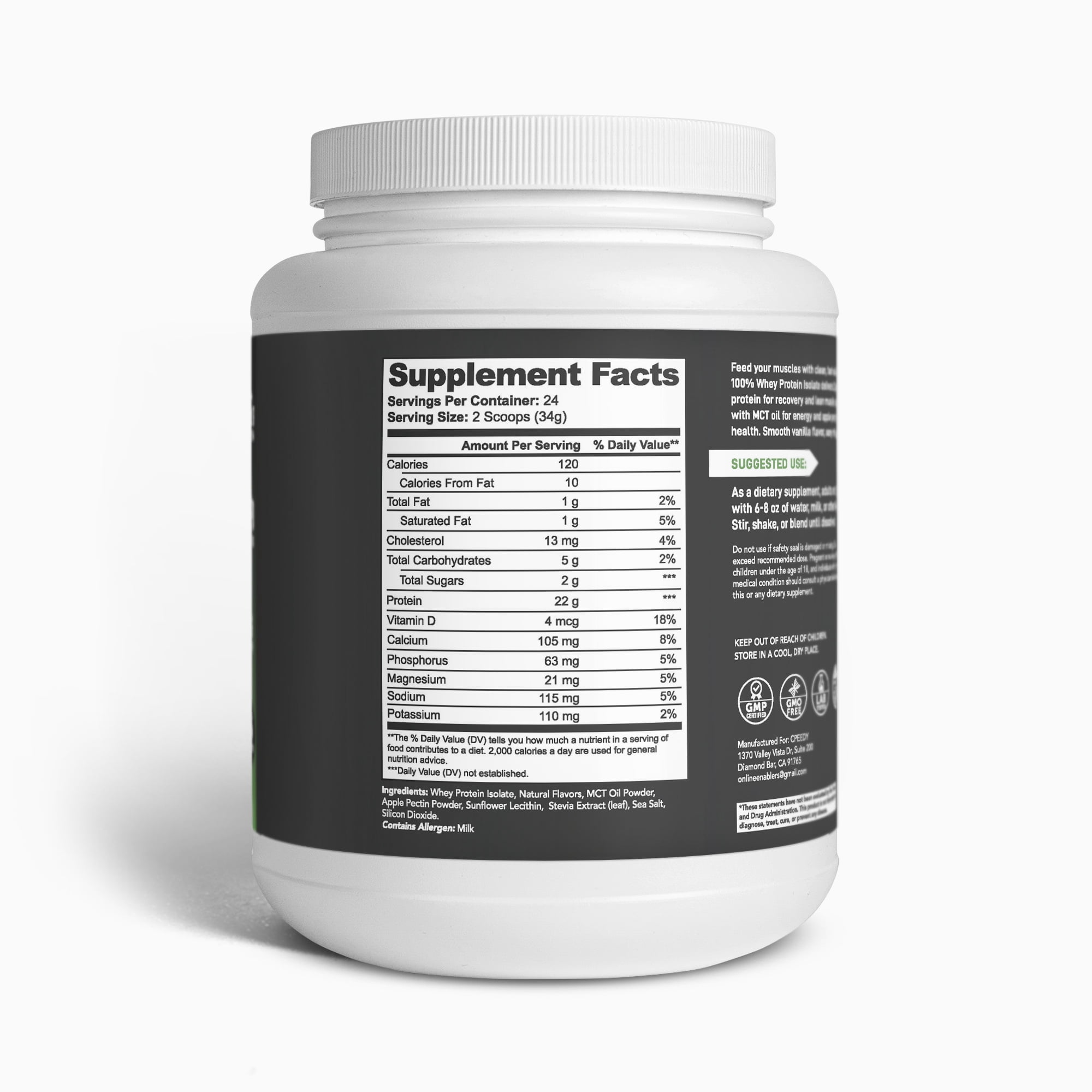 CPEEDY Advanced 100% Whey Protein Isolate Powder – Vanilla