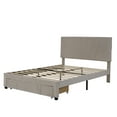 thumbnail image 5 of Queen Platform Bed Frame with Storage, Beige Velvet Upholstered Platform Bed with Headboard/Drawer, Modern Bedroom Furniture, Queen Size Bed Frame for Adult, Support 500lb, No Box Spring Needed, J1877, 5 of 20