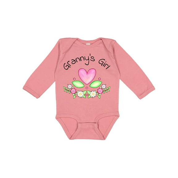 Inktastic Granny's Girl- heart flowers Girls Long Sleeve Baby Bodysuit