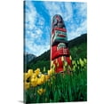 thumbnail image 1 of Great BIG Canvas | "Totem pole with tulips Juneau Southeast Alaska mountains coast summer tourist" Canvas Wall Art - 32x48, 1 of 2
