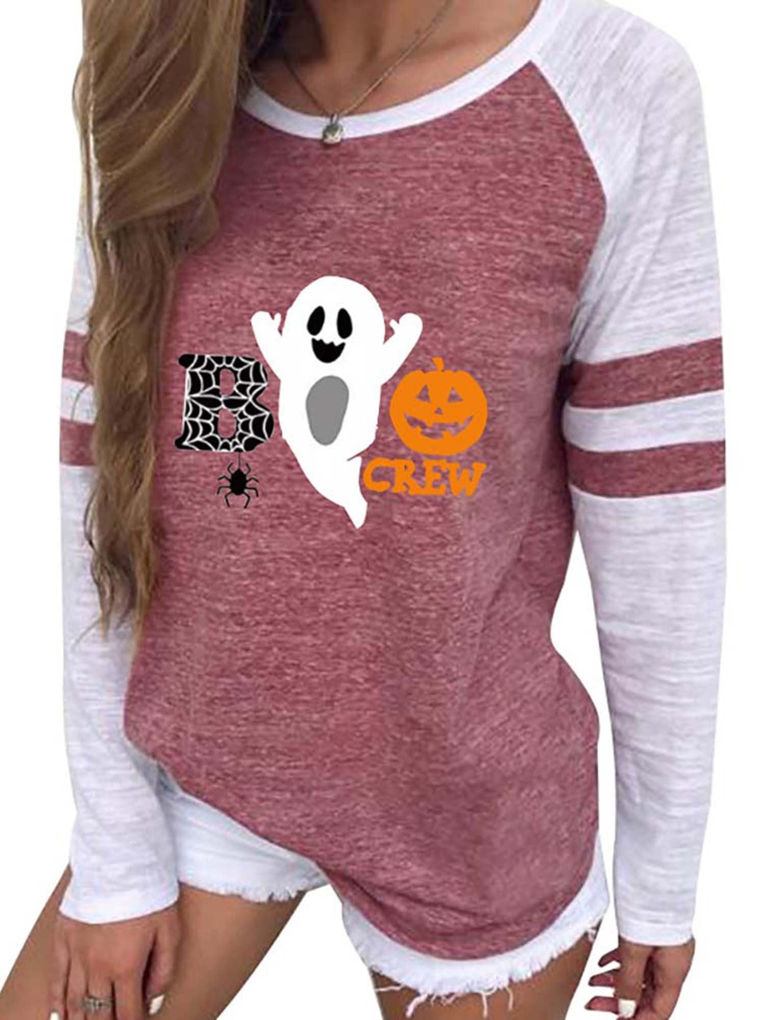 UPAIRC Womens Plus Size Halloween Shirts Long Sleeve Blouse Pullover Loose Casual Tops