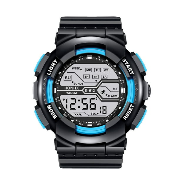 Reloj deportivo para hombre, relojes de moda para hombre, reloj de pulsera deportivo de goma con cronómetro digital LCD y fecha, reloj de PU