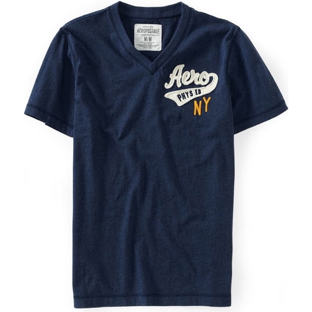 Camiseta gráfica con Cuello en V Aeropostale azul mediana