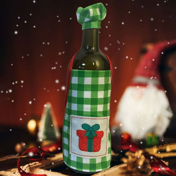 Funda antipolvo para botella de vino navideña, novedad, funda para botella de vino, suministros para fiestas a cuadros