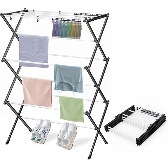 Foldable Drying Rack Clothing, Clothes Drying Rack Collapsible Indoor, Dryers for Laundry - 40" x 28.8" x 14.2", Space Saving Indoor&Outdoor, White-1pack
