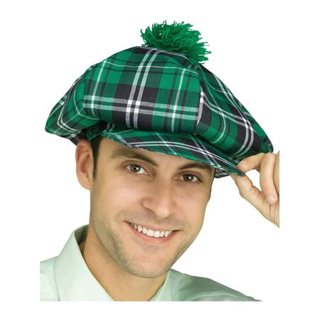Adults Scottish Highlander Plaid Golf Hat With Pom Costume Accessory