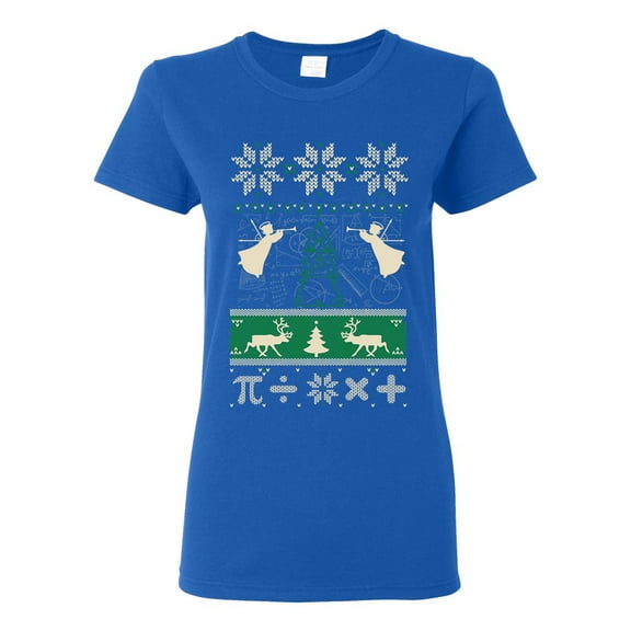 Ladies Math Mathematics Angels Deer Ugly Christmas Funny DT T-Shirt Tee