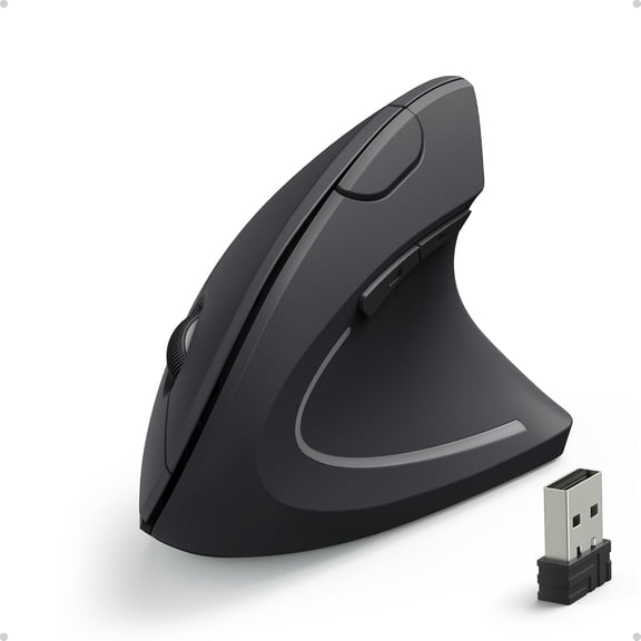 Restored Anker 2.4G Wireless Ergonomic Mouse, Right Hand Vertical Mouse USB Receiver