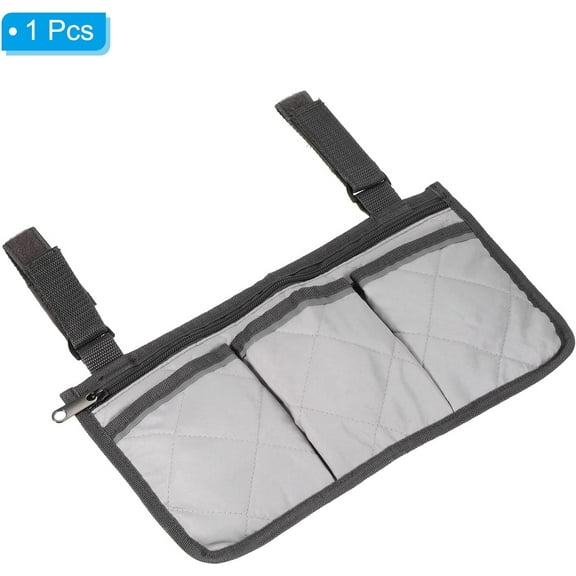 Wheelchair Side Bag,Wheelchair Armrest Storage Pouch with Cup Holder Use of Waterproof Fabric,for Most Wheelchairs,Walkers or Rollators (Gray)