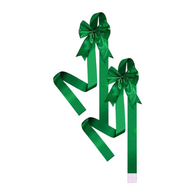 2 lazos navideños para puerta, armario, decoración de árbol de Navidad, adornos grandes de Navidad verde