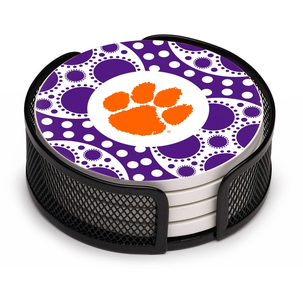 Thirstystone Thirstystone Stoneware Drink Coaster Set of 4 with Holder Included, Clemson