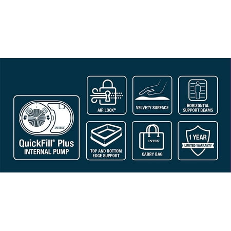 Intex 20 Dura-Beam Deluxe Raised Air Bed Mattress with Internal Pump - Queen