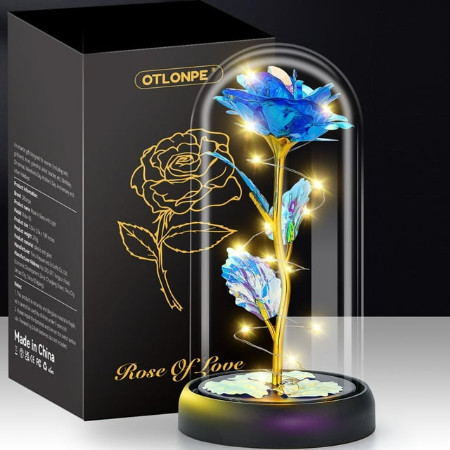 Regalo de cumpleaños Otlonpe con flor de rosa de cristal para mujer