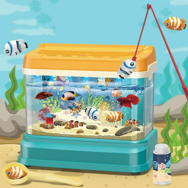 Mini acuario Artificial eléctrico, simulación de pecera, mundo submarino, pesca magnética, juguetes interactivos, juguete de acuario para bebés