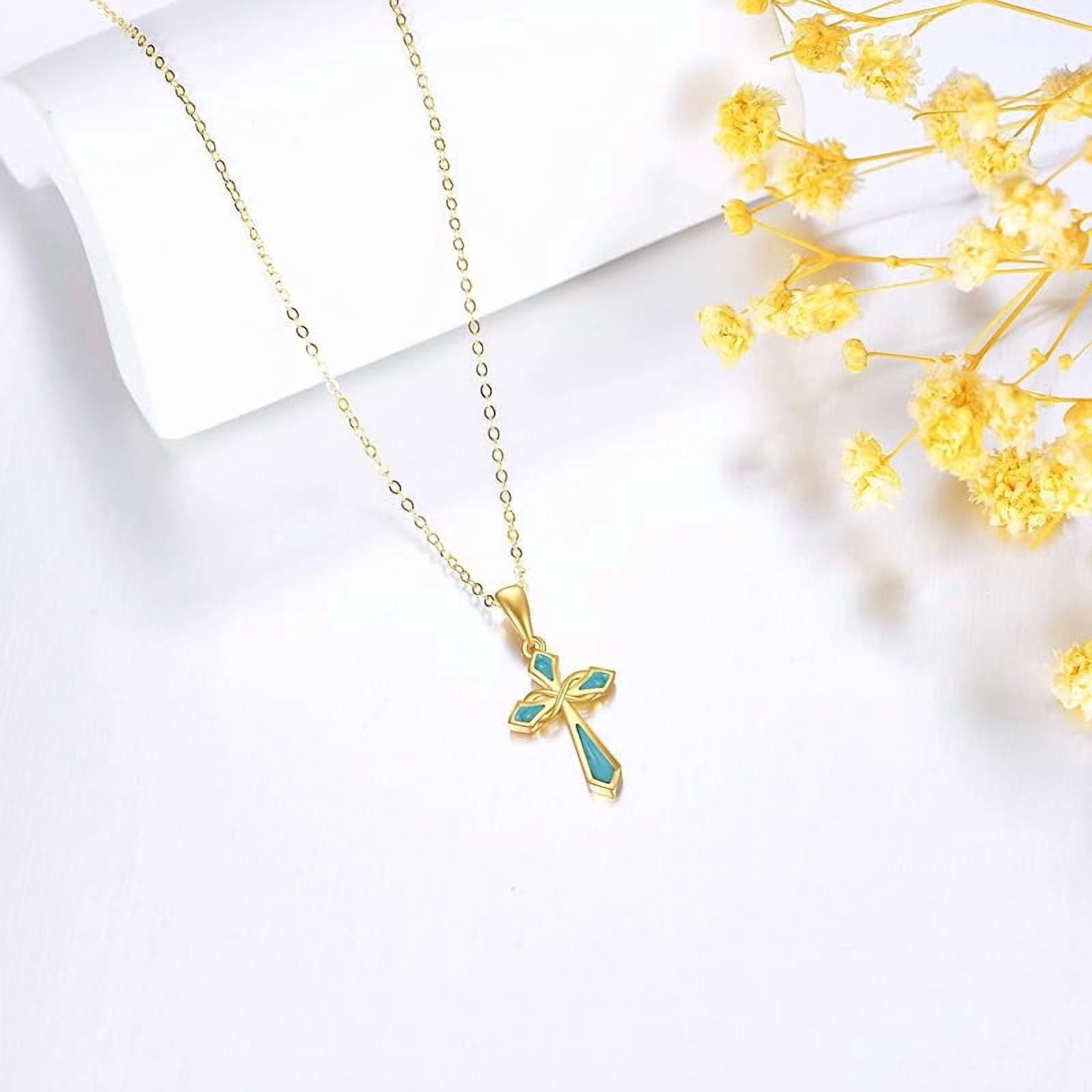 XATENJE 14k Solid Gold Cross Necklace 14k Real Gold Pendant Necklaces Jewelry Gifts For Women