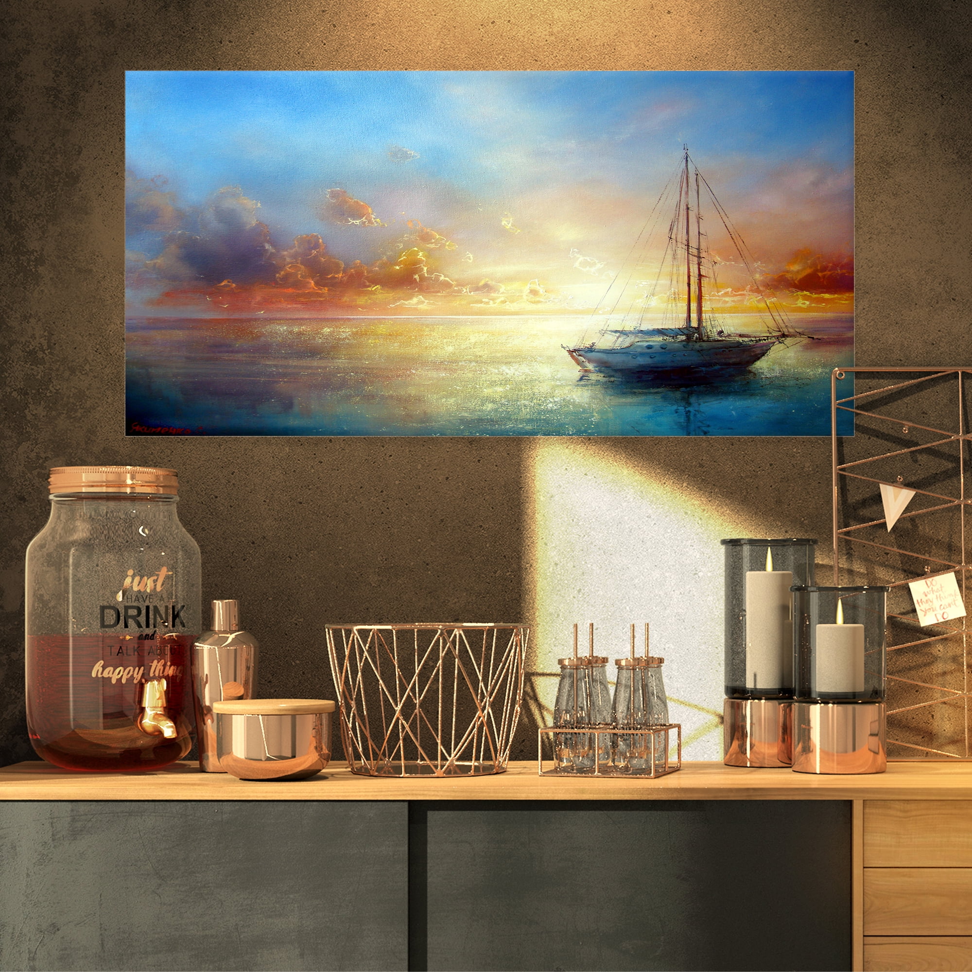 Designart 'Seascape Pier ' Seascape Canvas Art Print