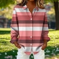 thumbnail image 2 of QQAMB Dressy Gradient Lapel Blouse for Women Plus Size Long Sleeve Button Down Shirts Loose Business Casual Striped Tunic Tops, 2 of 6