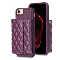 ELEHOLD Crossbody Wallet Case for iPhone 8 / iPhone 7 / iPhone SE 2022 2020 4.7 Inch, Soft PU Leather Card Holder Magnetic Flip Folio Purse Case,Purple