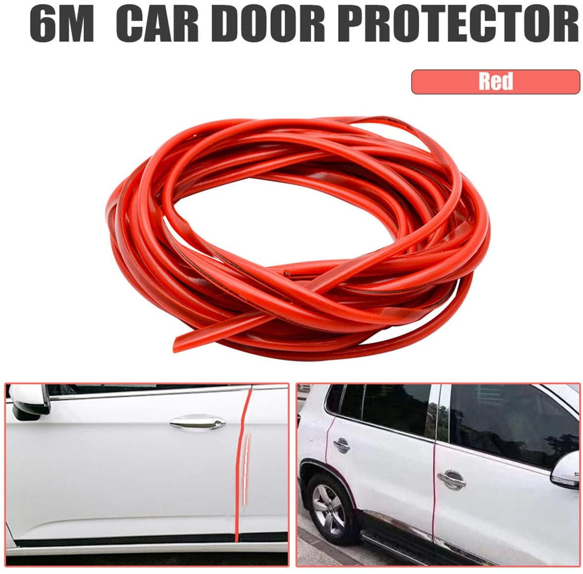 MASO 6M Car Door Boot Edge Protector U Shape Seal Strip Red 