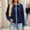 Blue#1, variant on Cardigan Sweaters For Women Collared Denim Patchwork Front Button Cardigan Soft Knit Relaxed Fit Vintage Outerwear Sweater