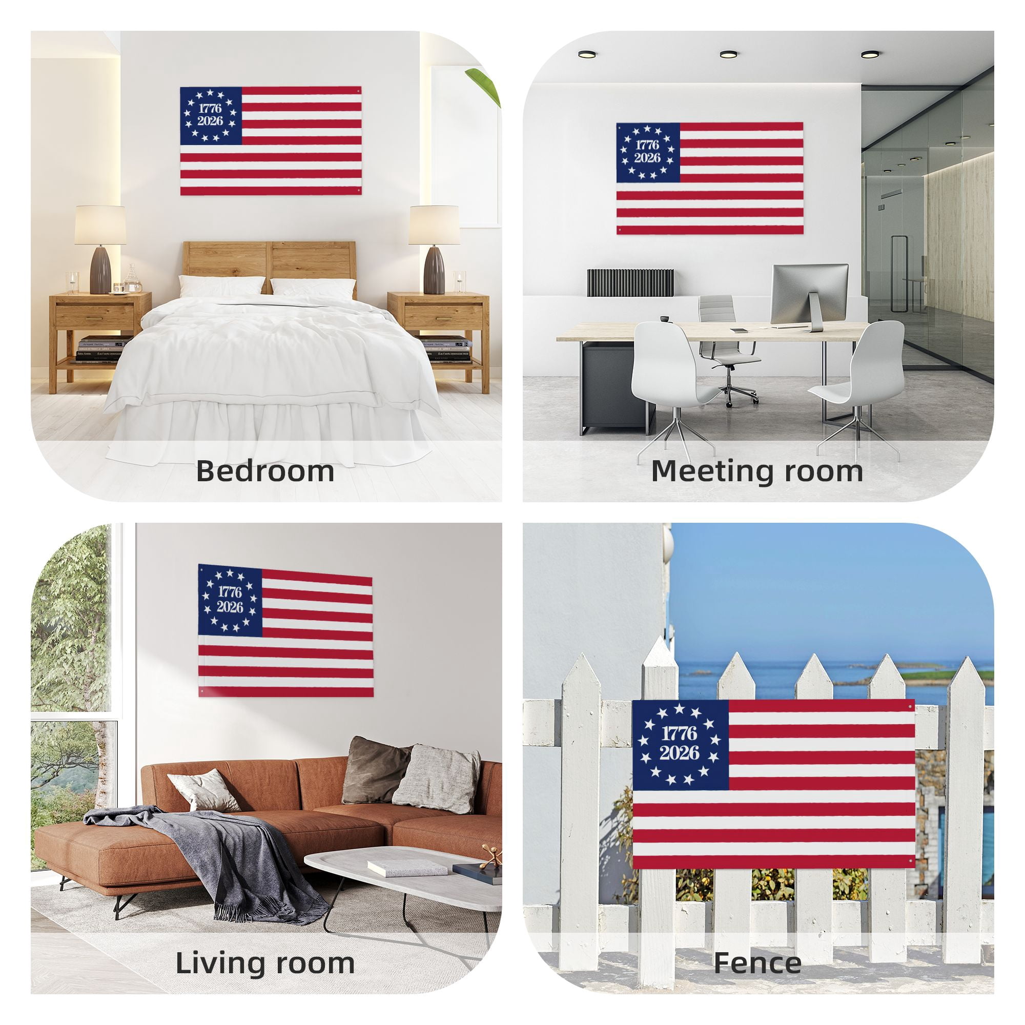 1776Bennington 250 Anniversary USA Flag 4x6 Ft Outdoor Double Sided BetsyRoss Flags 13 Colonies US 2026 American Flag with 2 Brass Grommets For Outside Indoor Decor