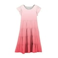 thumbnail image 5 of zbxnLI Girls Sundress Summer Flutter Sleeve A-Line Beach Dresses Gradient Midi Dresses Size 6-15 Years, 5 of 5