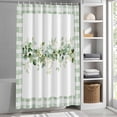 thumbnail image 6 of Eucalyptus Leaves Shower Curtain Set, Waterproof Shower Curtains for Bathroom, Sage Green Plaid Watercolor Washable Fabric Cloth Bath Curtain for Bathtub Decoration with Hooks 60x72 Inches, 6 of 9
