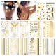 thumbnail image 1 of 12 hojas de tatuajes temporales metálicos, más de 150 diseños brillantes, tatuaje temporal de oro plateado negro, tatuajes de joyería Flash oso de fresa Hogar, 1 of 5