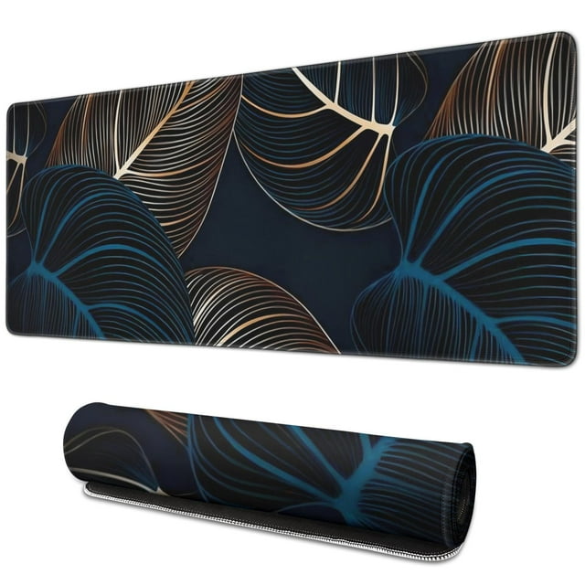 Experience Ultimate Gaming with Ultra Large Mouse Pad: Green Tropical Leaves Design, XXL Gaming Mousepad, Big Extended Size Desk Pad for Keyboards, Laptops & Computers - 31.5x11.8 Inch