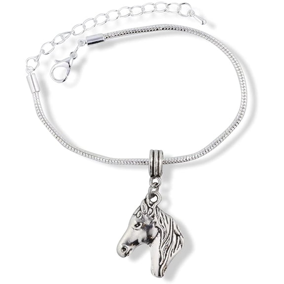 Emerald Park Jewelry Horse Head Snake Chain Charm Bracelet