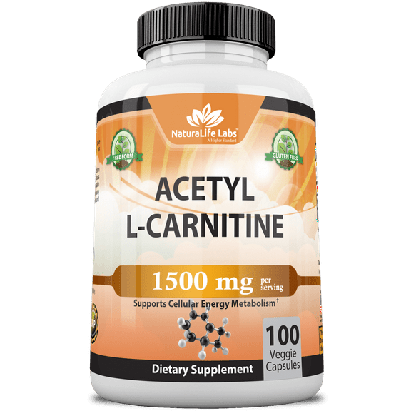 Acetyl L-Carnitine 1,500 mg High Potency Supports Energy Production, Supports Memory/Focus - 100 Veggie Capsules