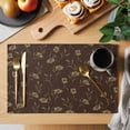 thumbnail image 2 of Brown Floral Placemats Set of 4, Vintage Spring Botanical Flowers Placemats for Dining Table, Place Mats for Kitchen Tabletop, Waterproof Wipeable Dining Table Mats Set, 2 of 9