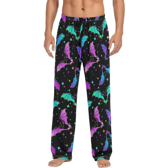 GZHJMY Bat Men's Pajama Pants, Soft and Comfortable Lounge Sleep Bottoms with Pockets, Men's Sleepwear with Custom Print, Small